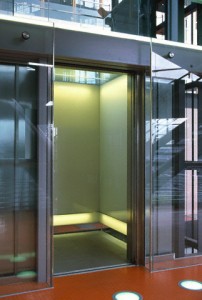 Elevator in Stadttor office building - D?sseldorf --- Image by © Caroline/Corbis
